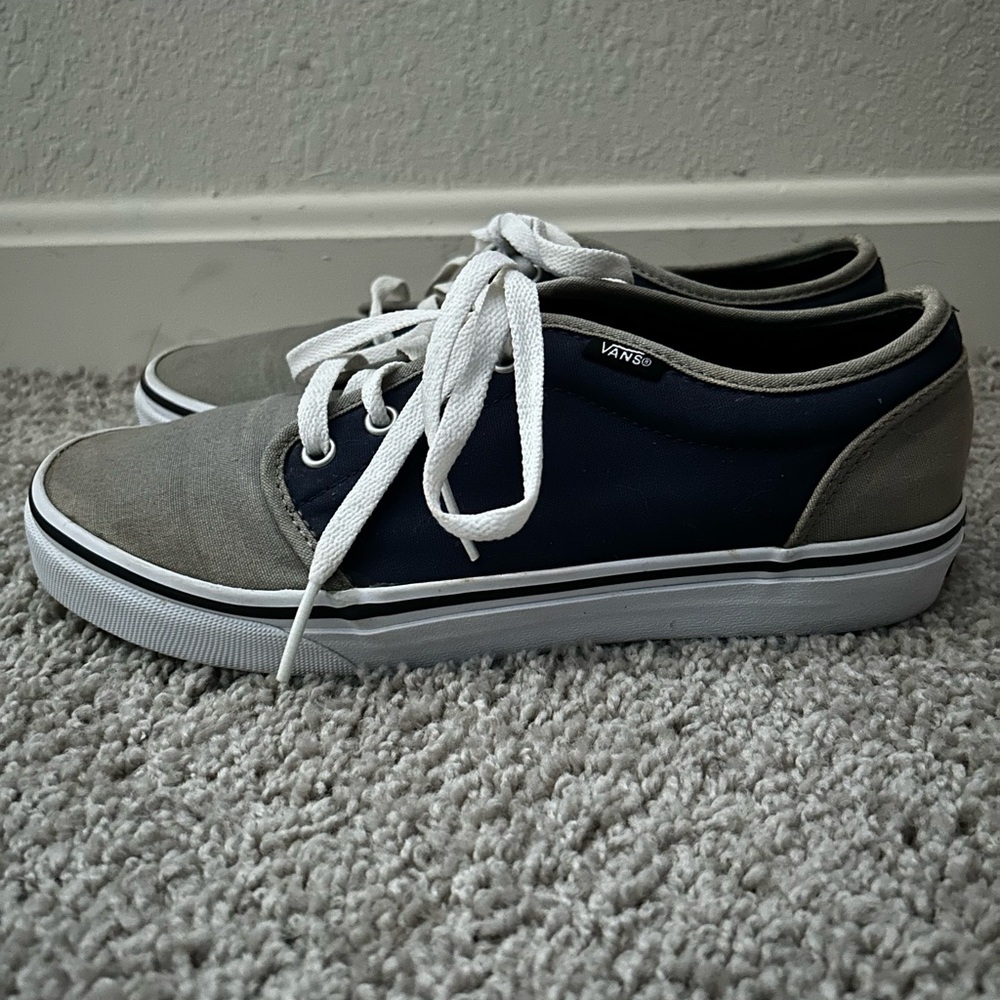 Blue and Gray Vans Sneakers